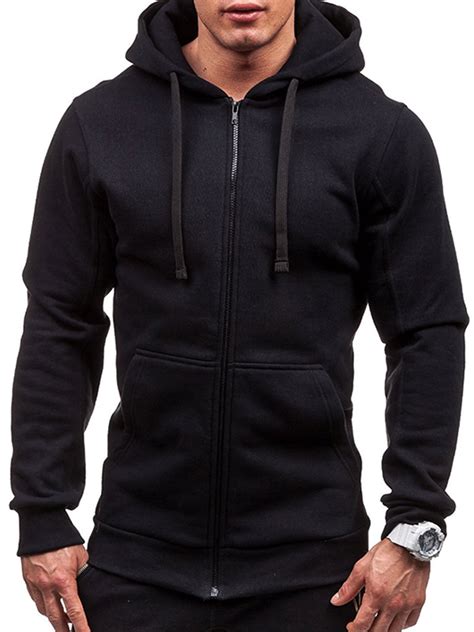 men's black fitted hoodie.